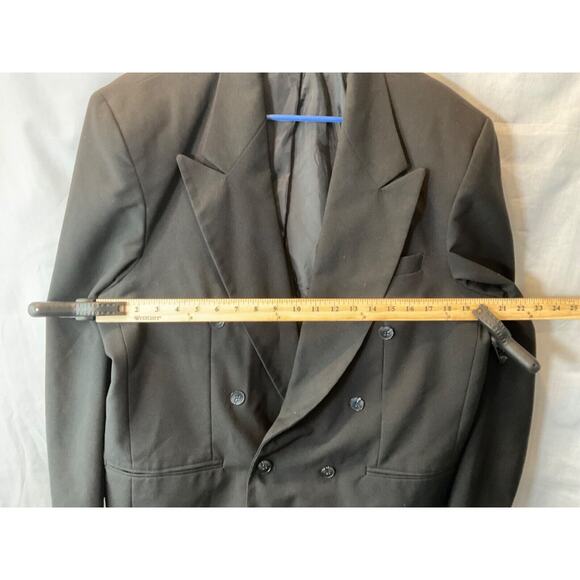 Julian Loren Men’s 44R Double Breasted Black Suit Jacket Blazer Classic Formal - Picture 10 of 14